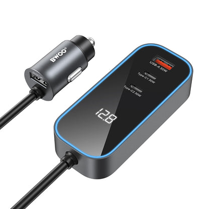 BWOO CC107 Car Charger Display, 120W, 3A, 2 x USB-A - 2 x USB-C, Black