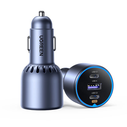Cargador de Coche con Cable USB-C UGREEN EC705, 130W, 5A, 1 x USB-A - 2 x USB-C, Gris