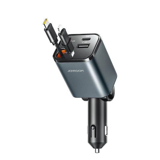 Cargador de coche con cable USB-C / Lightning Joyroom JR-CCL05, 30W, 3A, 1 x USB-A - 1 x USB-C, Gris