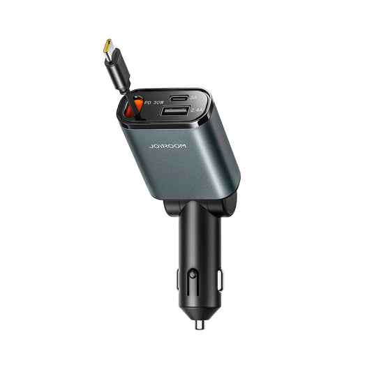 Cargador de coche con cable USB-C Joyroom JR-CCL07, 30W, 3A, 1 x USB-A - 1 x USB-C, Gris