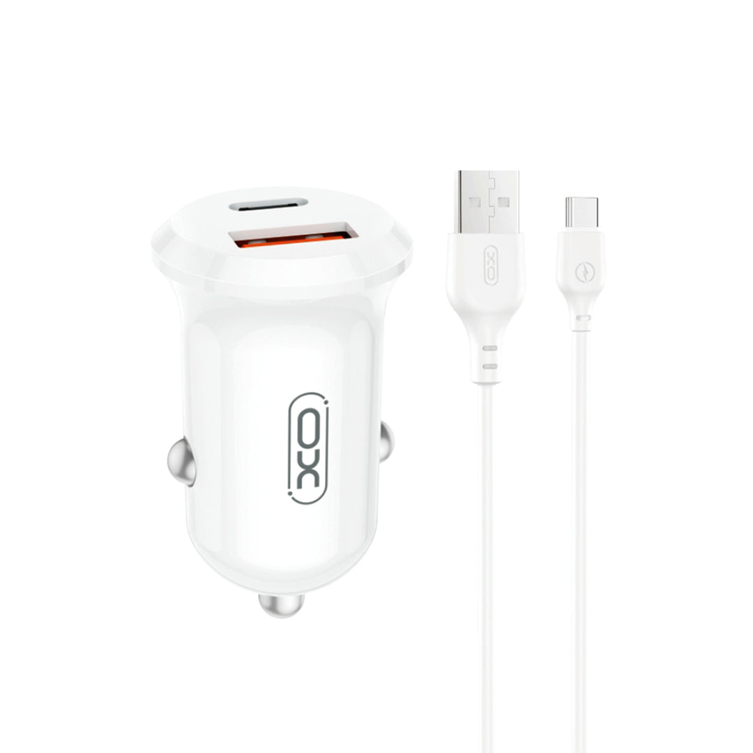 Cargador de Coche con Cable USB-C XO Design CC69, 30W, 3A, 1 x USB-A - 1 x USB-C, Blanco