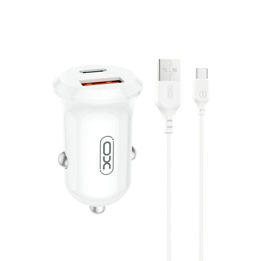 Cargador de Coche con Cable USB-C XO Design CC69, 30W, 3A, 1 x USB-A - 1 x USB-C, Blanco