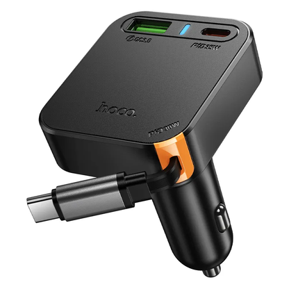 Cargador de Coche con Cable USB-C HOCO NZ18, 65W, 3A, 1 x USB-A - 1 x USB-C, Negro