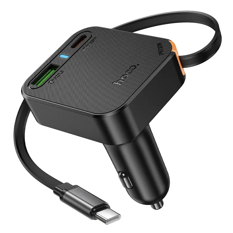Cargador de Coche con Cable USB-C HOCO NZ18, 65W, 3A, 1 x USB-A - 1 x USB-C, Negro