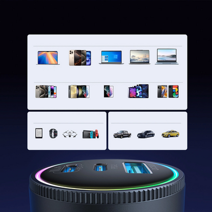 Cargador de coche con cable USB-C Joyroom JR-CCN07, 145W, 5A, 1 x USB-A - 2 x USB-C, Gris