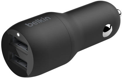 Cargador de coche con cable USB-C Belkin BoostCharge Dual, 24W, 2.4A, 2 x USB-A, negro CCE001bt1MBK