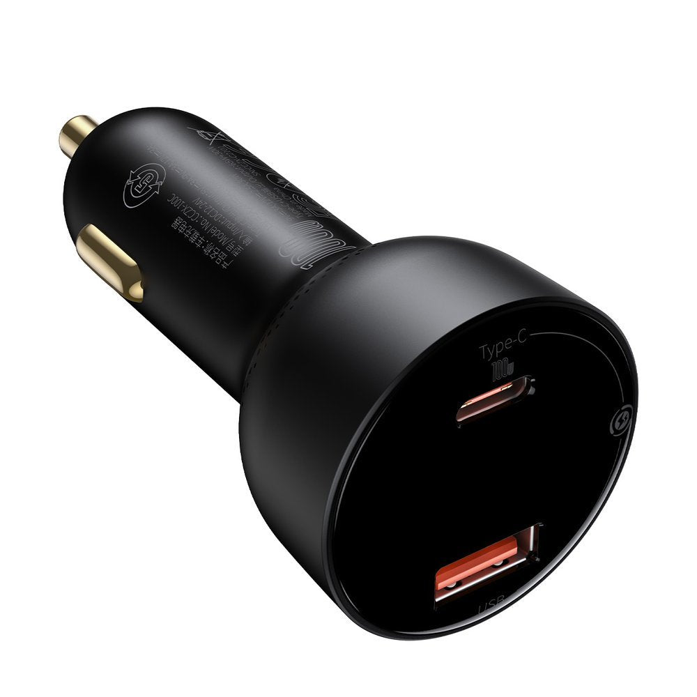 Cargador de Coche con Cable USB-C Baseus Superme, 100W, 5A, 1 x USB-A - 1 x USB-C, Negro TZCCZX-01