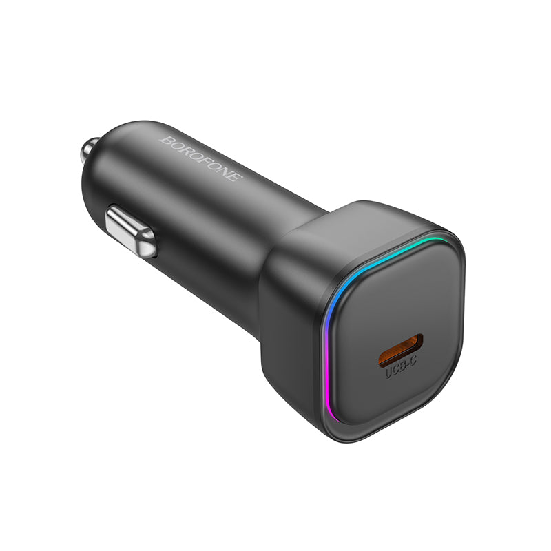 Cargador de coche con cable Lightning Borofone BZ28 Trophie, 30W, 3A, 1 x USB-C, Negro 