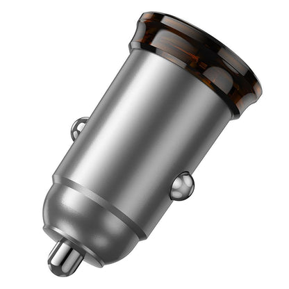 Cargador de coche con cable USB-C HOCO NZ16A, 43W, 3A, 1 x USB-A - 1 x USB-C, Gris