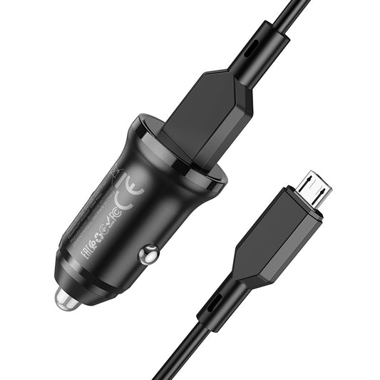 Cargador de Coche con Cable microUSB Borofone BZ18, 18W, 3A, 1 x USB-A, Negro