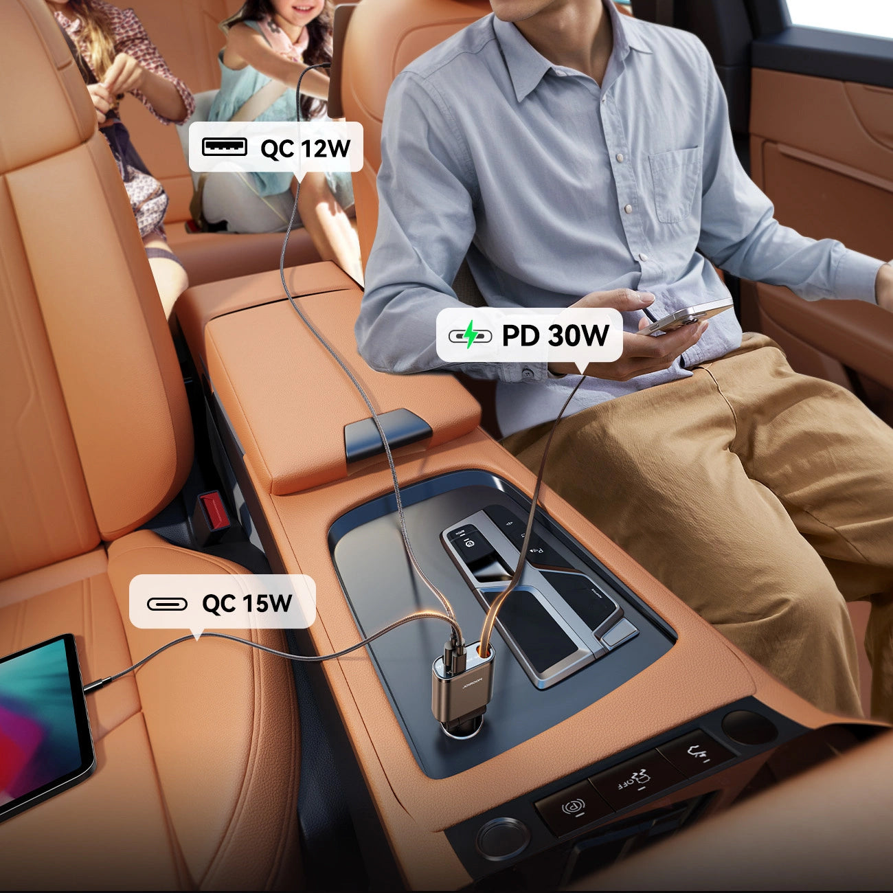 Cargador de coche con cable USB-C Joyroom JR-CCL07, 30W, 3A, 1 x USB-A - 1 x USB-C, Gris