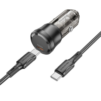 Cargador de coche con cable USB-C Borofone BZ24 Clever, 20W, 3A, 1 x USB-C, Negro 