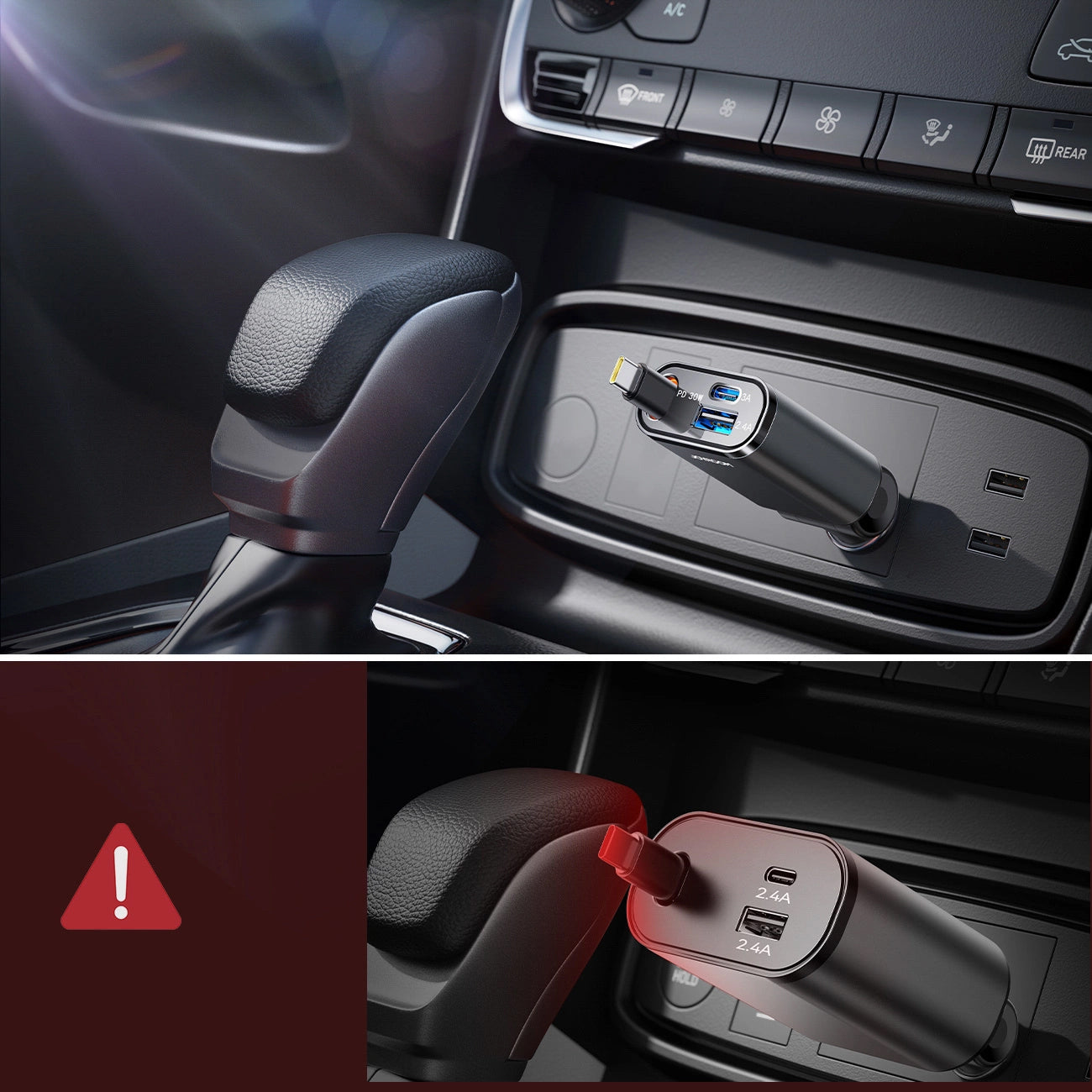 Cargador de coche con cable USB-C Joyroom JR-CCL07, 30W, 3A, 1 x USB-A - 1 x USB-C, Gris