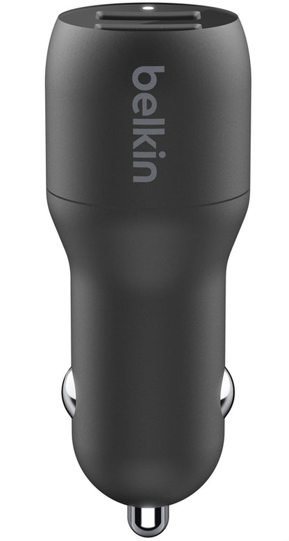 Cargador de coche con cable USB-C Belkin BoostCharge Dual, 24W, 2.4A, 2 x USB-A, negro CCE001bt1MBK