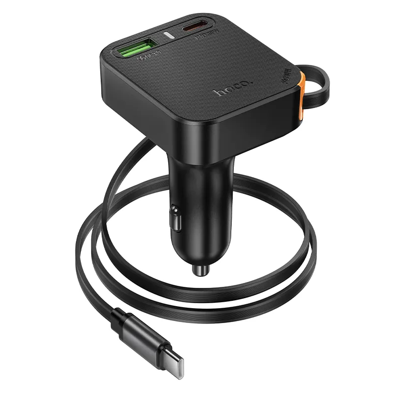 Cargador de Coche con Cable USB-C HOCO NZ18, 65W, 3A, 1 x USB-A - 1 x USB-C, Negro