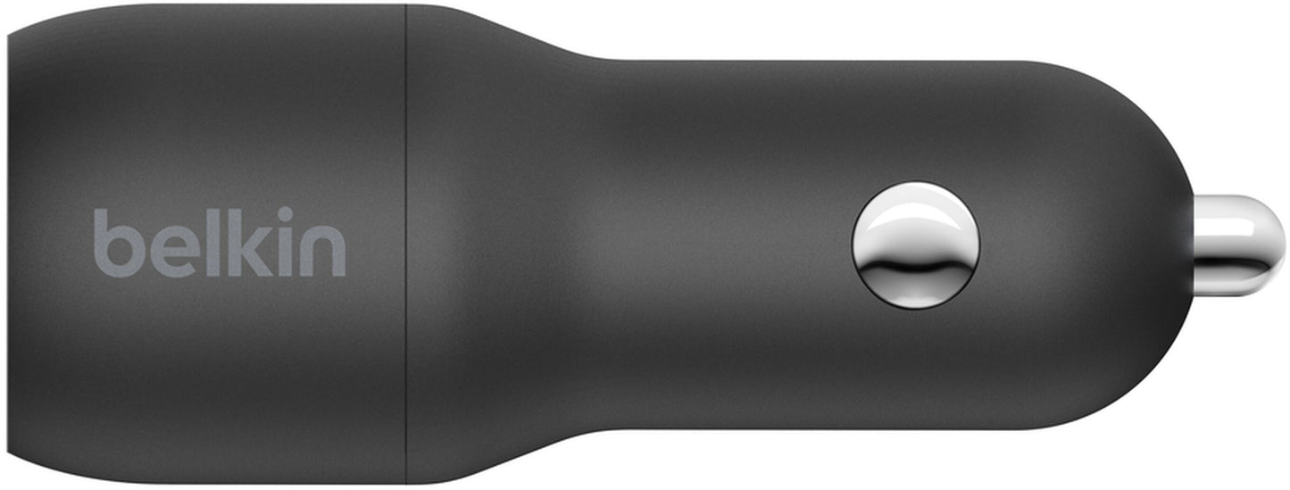 Cargador de coche con cable USB-C Belkin BoostCharge Dual, 24W, 2.4A, 2 x USB-A, negro CCE001bt1MBK
