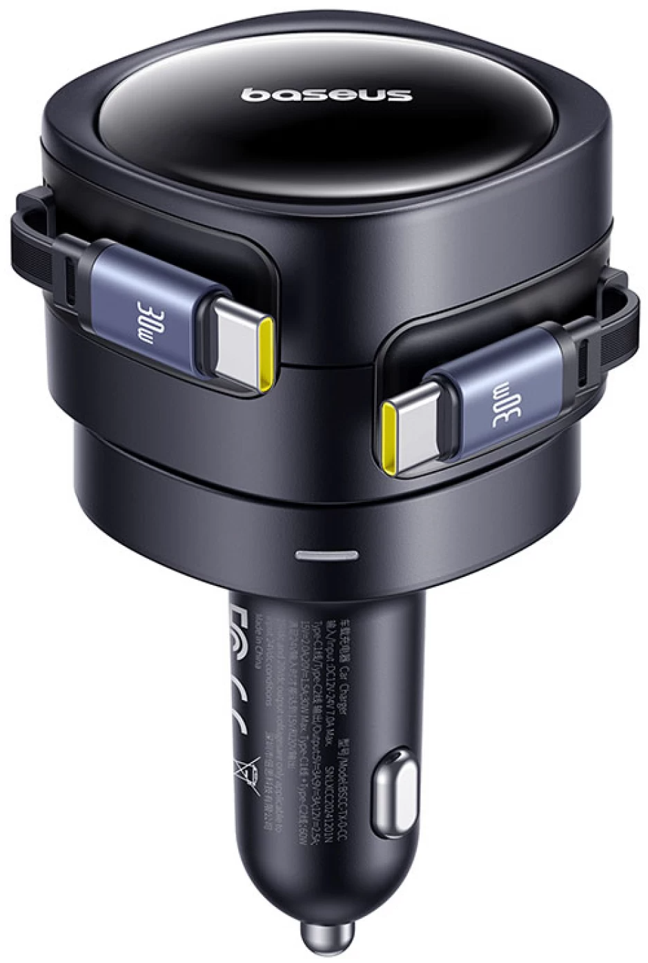 Cargador de coche con cable USB-C Baseus Enjoyment Max, 60 W, negro C00035507121-01