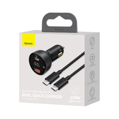 Cargador de Coche con Cable USB-C Baseus Superme, 100W, 5A, 1 x USB-A - 1 x USB-C, Negro TZCCZX-01