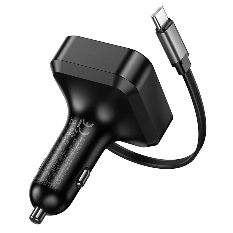 Cargador de Coche con Cable USB-C HOCO NZ18, 65W, 3A, 1 x USB-A - 1 x USB-C, Negro