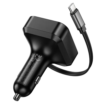 Cargador de Coche con Cable USB-C HOCO NZ18, 65W, 3A, 1 x USB-A - 1 x USB-C, Negro