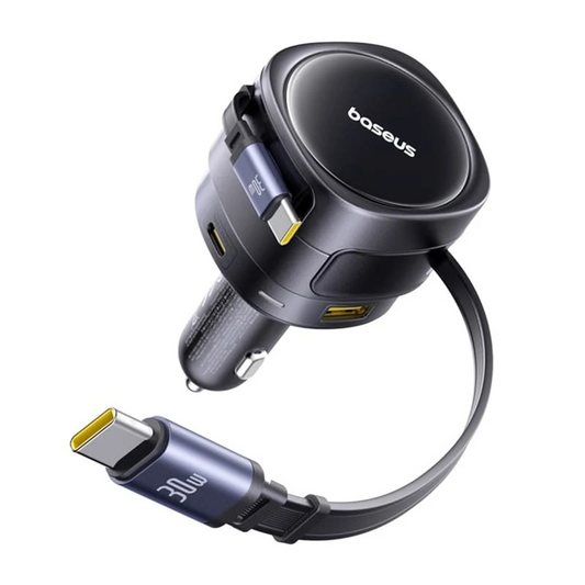 Cargador de coche con cable USB-C Baseus Enjoyment Max, 90 W, 1 x USB-A - 1 x USB-C, negro C00035507121-03