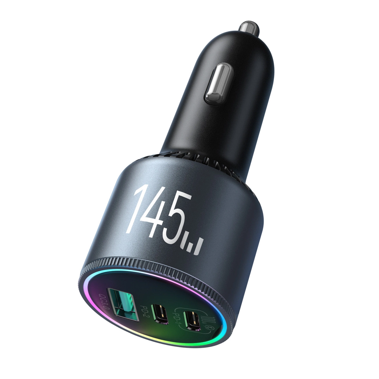 Cargador de coche con cable USB-C Joyroom JR-CCN07, 145W, 5A, 1 x USB-A - 2 x USB-C, Gris
