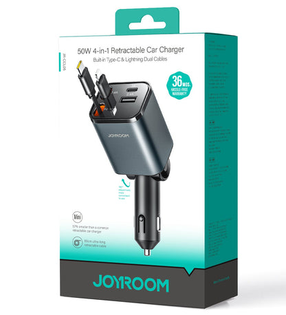 Cargador de coche con cable USB-C / Lightning Joyroom JR-CCL05, 30W, 3A, 1 x USB-A - 1 x USB-C, Gris