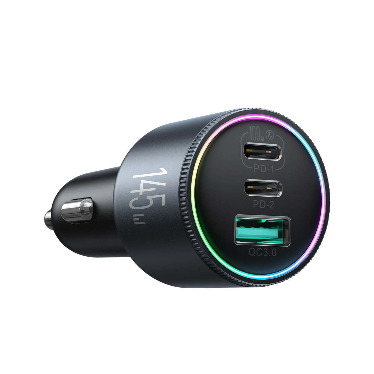 Cargador de coche con cable USB-C Joyroom JR-CCN07, 145W, 5A, 1 x USB-A - 2 x USB-C, Gris