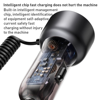 Cargador de coche con cable USB-C / Lightning Yesido Y58 Display, 60W, 3A, 1 x USB-A - 1 x USB-C, Gris