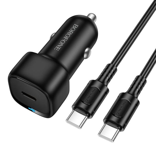 Cargador de coche con cable USB-C Borofone BZ34A Cloud, 20W, 3A, 1 x USB-C, Negro