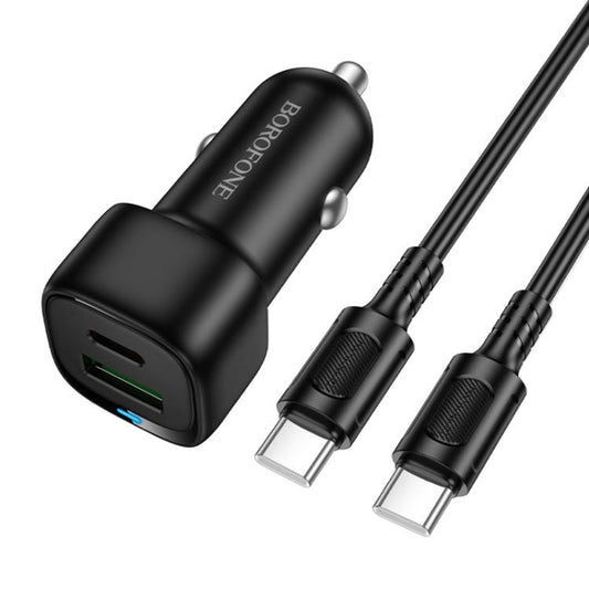 Cargador de coche con cable USB-C Borofone BZ34B Cloud, 20W, 3A, 1 x USB-A - 1 x USB-C, Negro