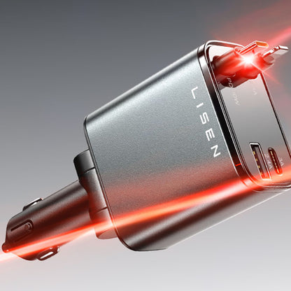 Cargador de coche con cable USB-C / Lightning Lisen, 69W, 3A, 1 x USB-A - 1 x USB-C, Negro YL0224040031