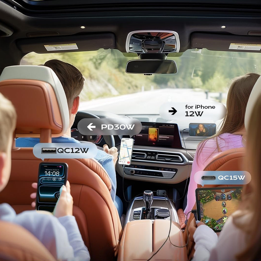 Cargador de coche con cable USB-C / Lightning Lisen, 69W, 3A, 1 x USB-A - 1 x USB-C, Negro YL0224040031