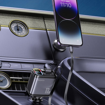 Cargador de coche con cable USB-C / Lightning Yesido Y63 Display, 117W, 3A, 1 x USB-A - 1 x USB-C, Gris