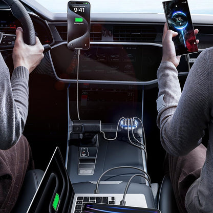 Cargador de Coche con Cable USB-C Lisen, 101W, 3.25A, 1 x USB-A - 3 x USB-C, Negro YL0223120021