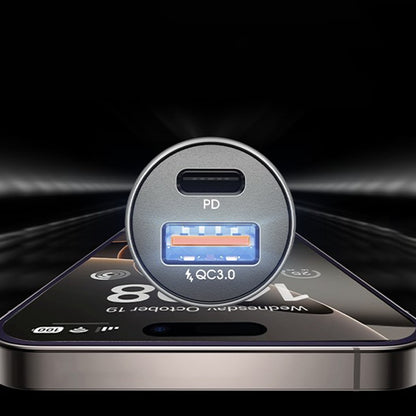 Lisen USB-C Car Charger with Cable, 51W, 3A, 1 x USB-A - 1 x USB-C, Navy Black YL0223080047