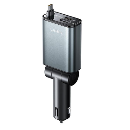 Cargador de Coche con Cable USB-C Lisen, 57W, 3A, 1 x USB-A - 1 x USB-C, Negro YL0325010016