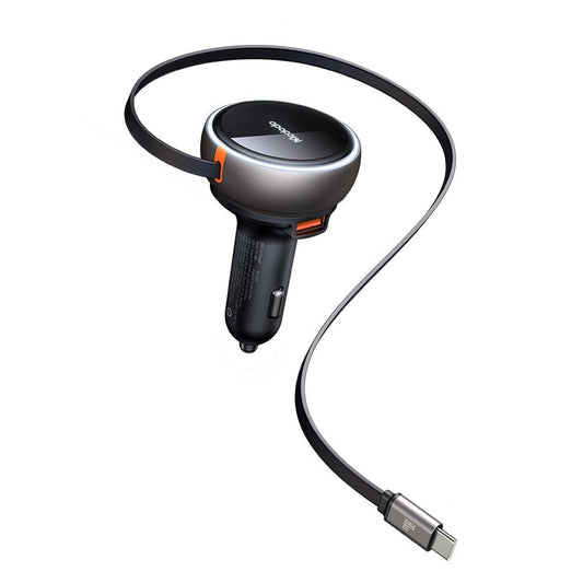 Cargador de coche con cable USB-C McDodo CC-4850, 80W, 3A, 1 x USB-A - 1 x USB-C, Negro