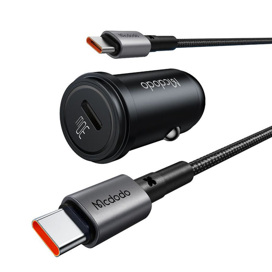 Cargador de coche con cable USB-C McDodo CC-7493 Obsidian, 30W, 3A, 1 x USB-C, Negro