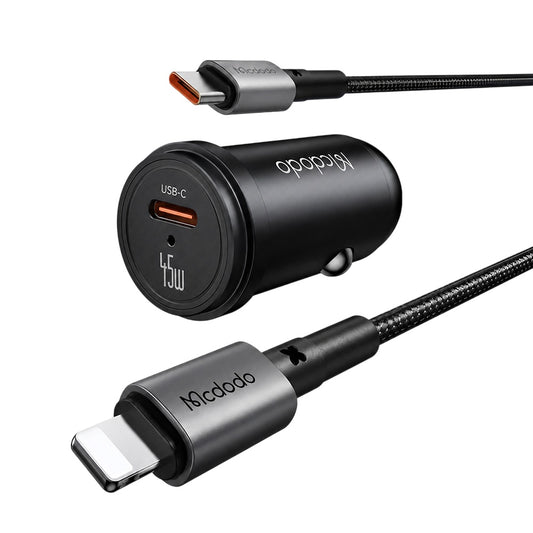 Cargador de Coche con Cable USB-C Mcdodo CC-7495, 45W, 3A, 1 x USB-C, Negro