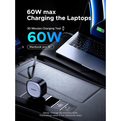 Cargador de Coche con Cable USB-C UGREEN EC601, 75W, 3A, 1 x USB-A - 1 x USB-C, Gris