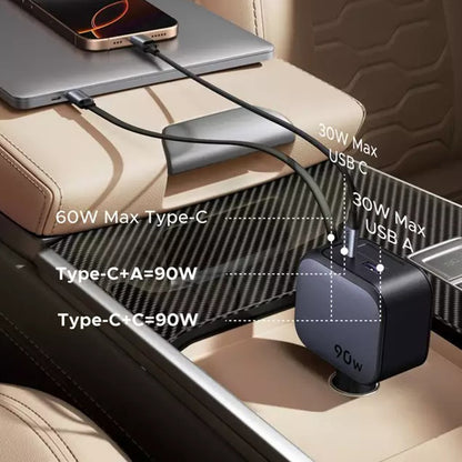 Cargador de Coche con Cable USB-C UGREEN EC603, 90W, 3A, 1 x USB-A - 1 x USB-C, Gris