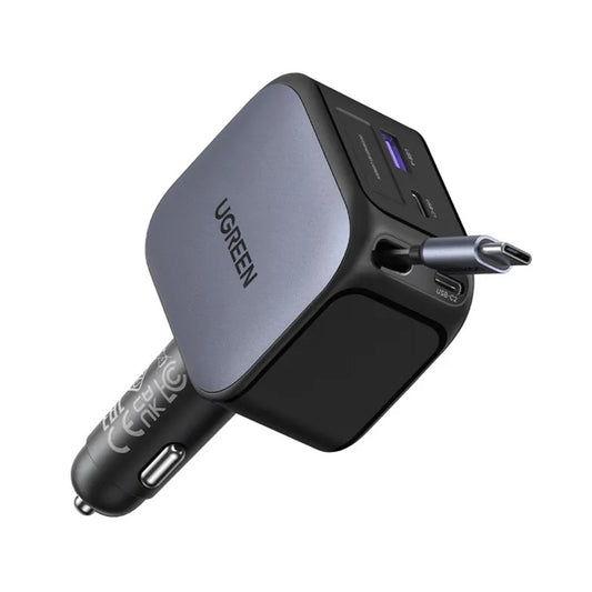Cargador de Coche con Cable USB-C UGREEN EC604 (55910B) Nexode, 145W, 1 x USB-A - 2 x USB-C, Negro