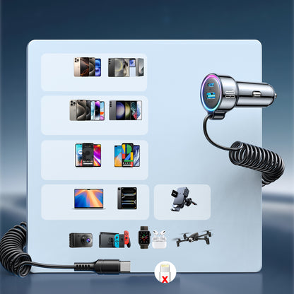 Cargador de Coche con Cable USB-C Joyroom JR-CL07, 90W, 3A, 1 x USB-A - 1 x USB-C, Negro