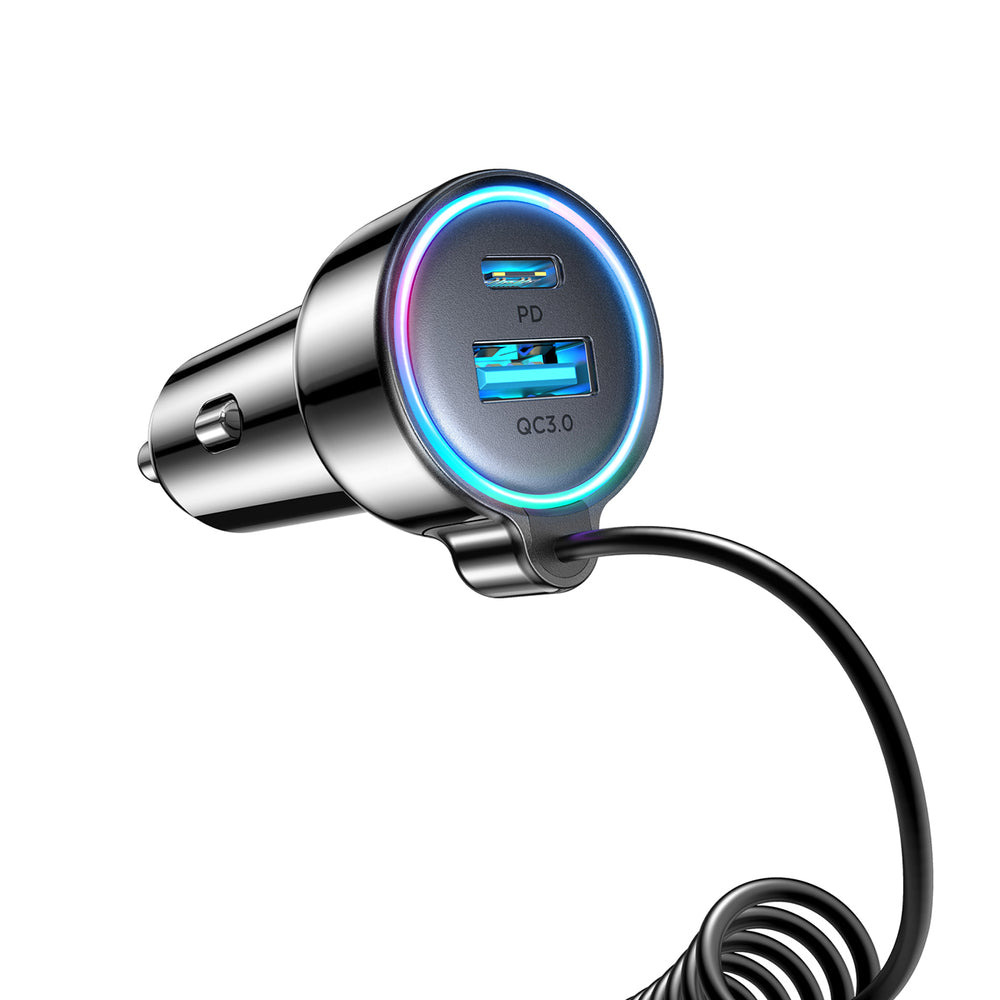 Cargador de Coche con Cable USB-C Joyroom JR-CL07, 90W, 3A, 1 x USB-A - 1 x USB-C, Negro