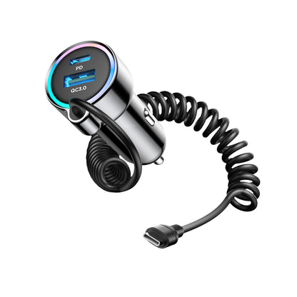 Cargador de Coche con Cable USB-C Joyroom JR-CL07, 90W, 3A, 1 x USB-A - 1 x USB-C, Negro
