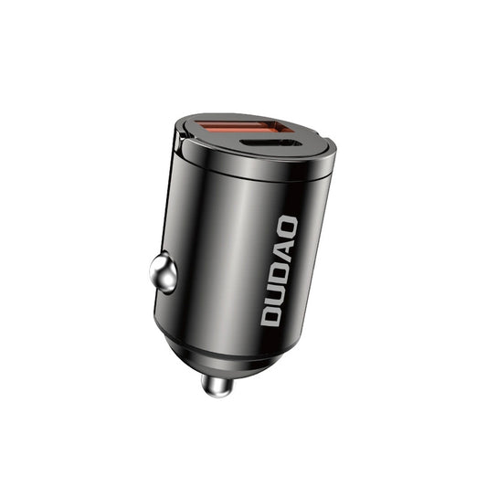 Cargador de coche Dudao R3MAX, 48W, 3A, 1 x USB-A - 1 x USB-C, Negro