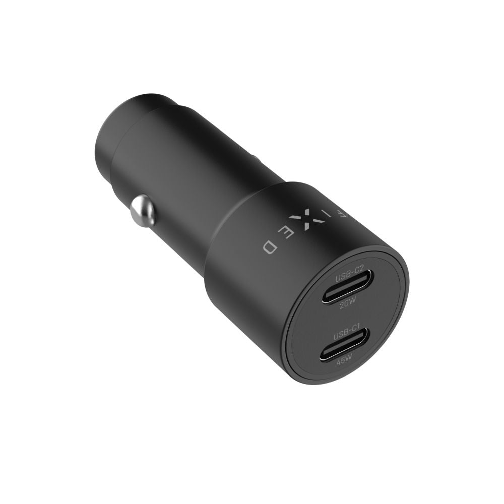 Cargador de Coche Fixed, 65W, 3A, 2 x USB-C, Negro