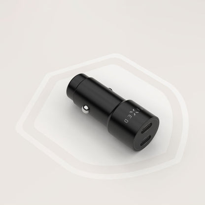 Cargador de Coche Fixed, 65W, 3A, 2 x USB-C, Negro