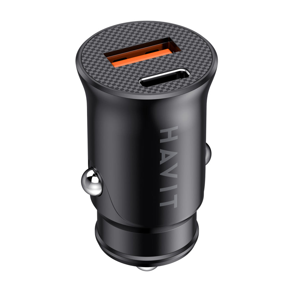Cargador de Coche HAVIT CC2022, 20W, 3A, 1 x USB-A - 1 x USB-C, Negro